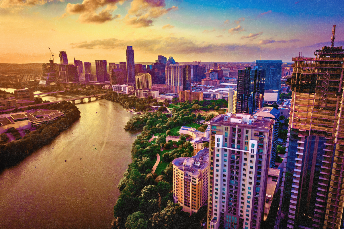 Austin skyline at golden hour
