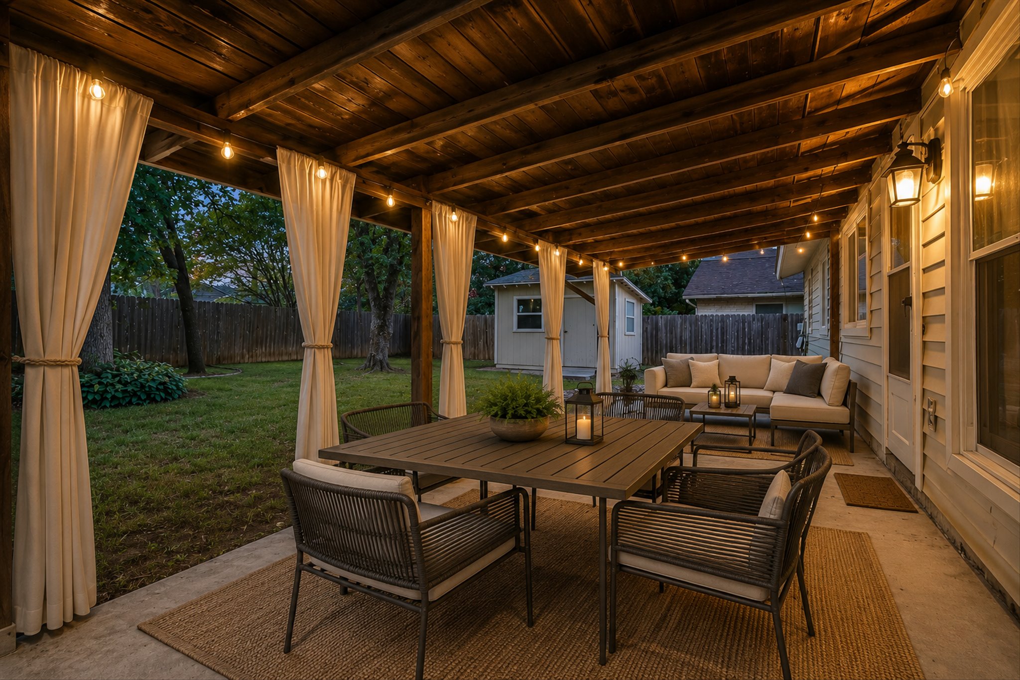 Twilight view of 6906 Moonmont Drive in South Austin